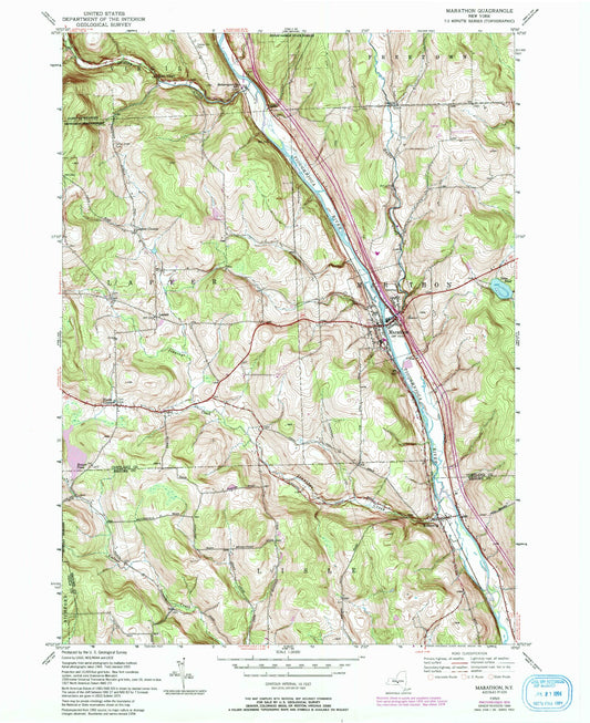Classic USGS Marathon New York 7.5'x7.5' Topo Map Image