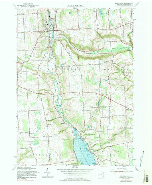Classic USGS Marcellus New York 7.5'x7.5' Topo Map Image