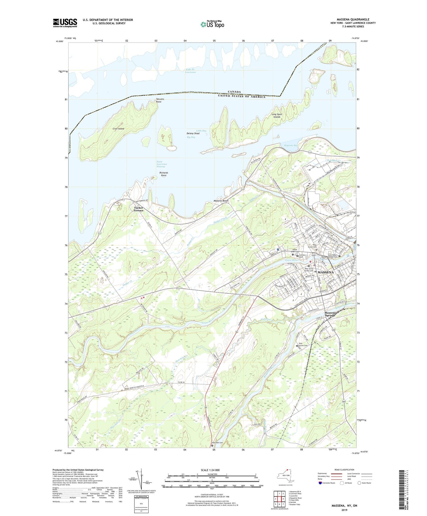 Massena New York US Topo Map Image