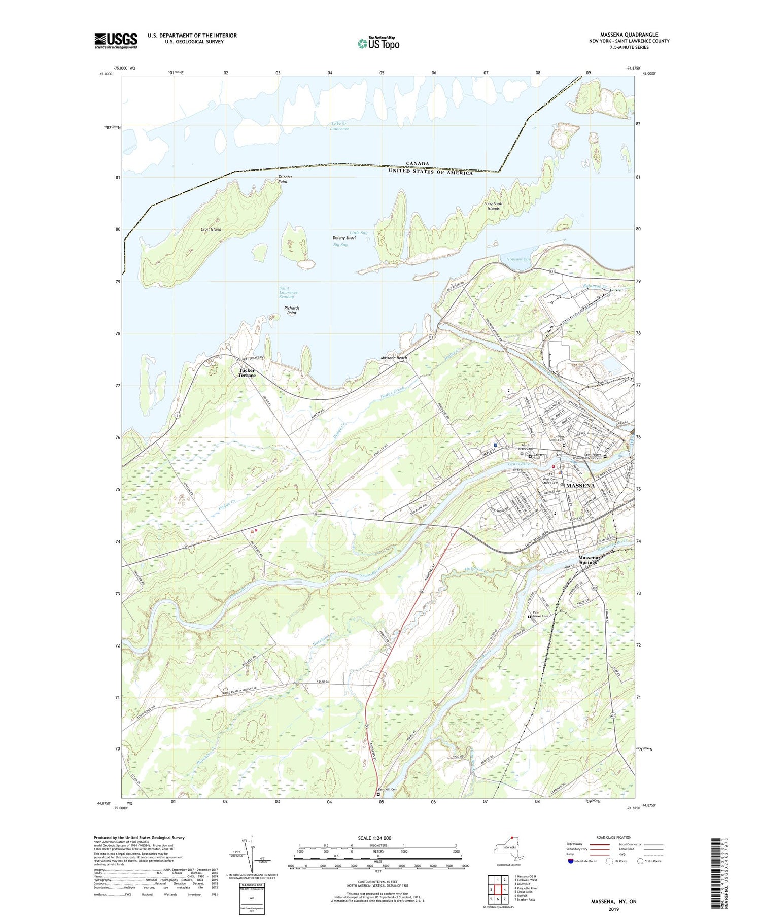 Massena New York US Topo Map Image