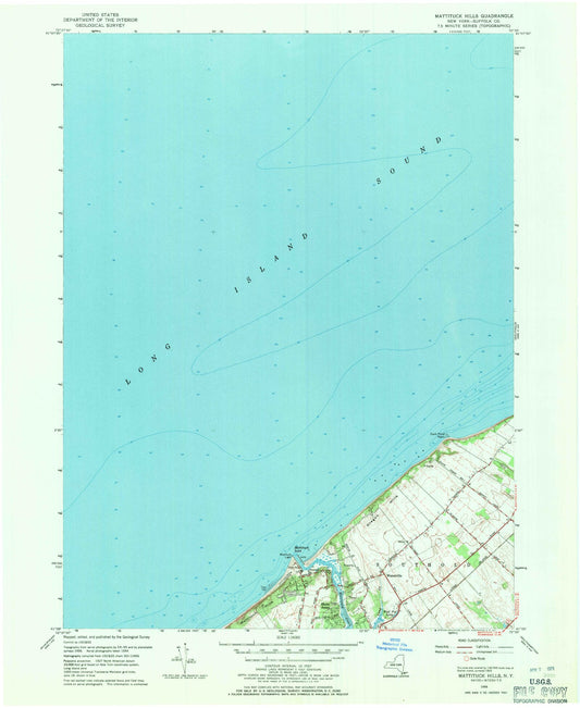Classic USGS Mattituck Hills New York 7.5'x7.5' Topo Map Image