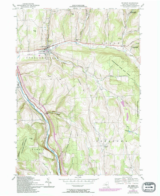 Classic USGS McGraw New York 7.5'x7.5' Topo Map Image