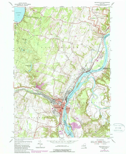Classic USGS Mechanicville New York 7.5'x7.5' Topo Map Image