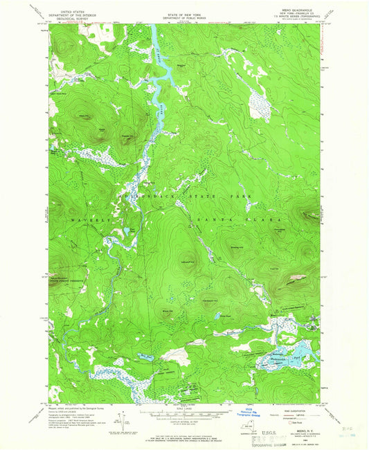 Classic USGS Meno New York 7.5'x7.5' Topo Map Image