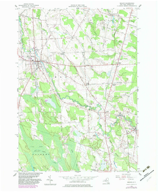 Classic USGS Mexico New York 7.5'x7.5' Topo Map Image