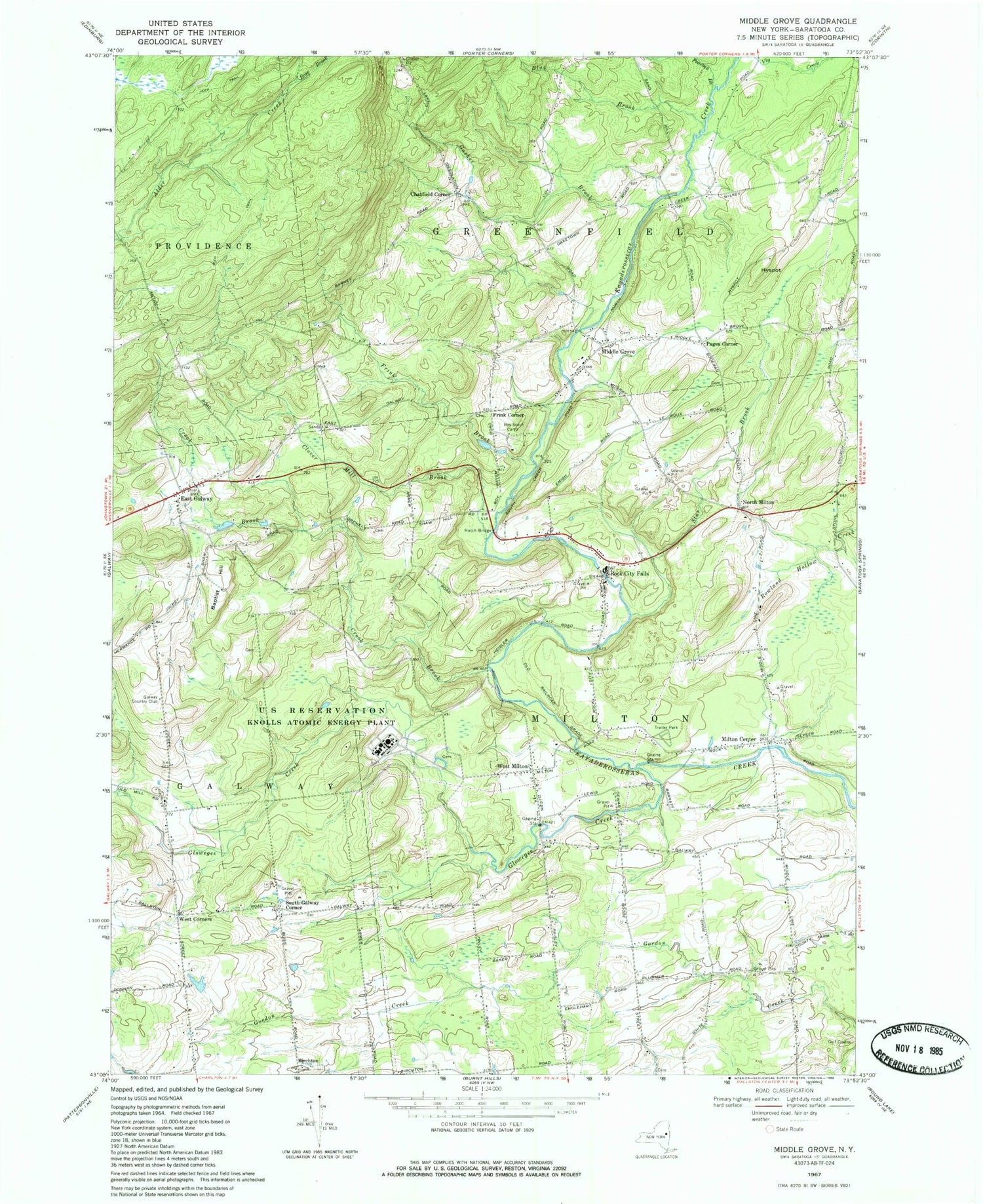 Classic USGS Middle Grove New York 7.5'x7.5' Topo Map Image