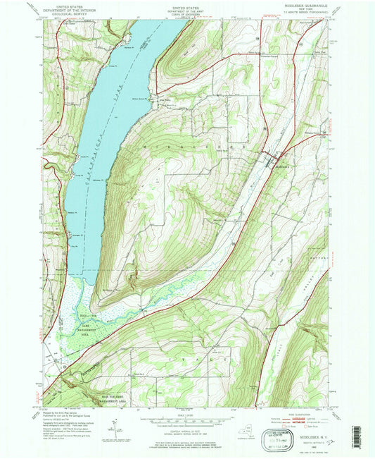 Classic USGS Middlesex New York 7.5'x7.5' Topo Map Image