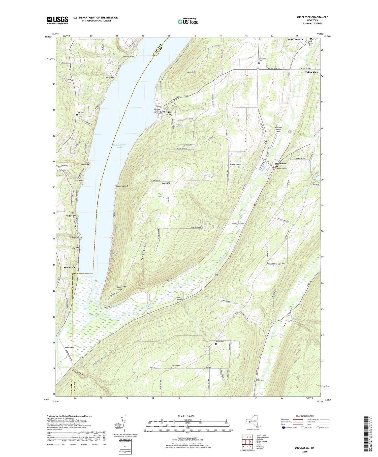 Middlesex New York US Topo Map Image