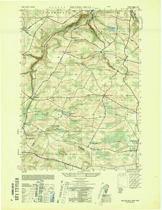 Classic USGS Millers Mills New York 7.5'x7.5' Topo Map Image