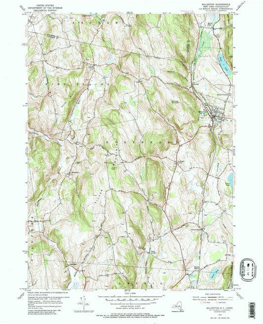 Classic USGS Millerton New York 7.5'x7.5' Topo Map Image