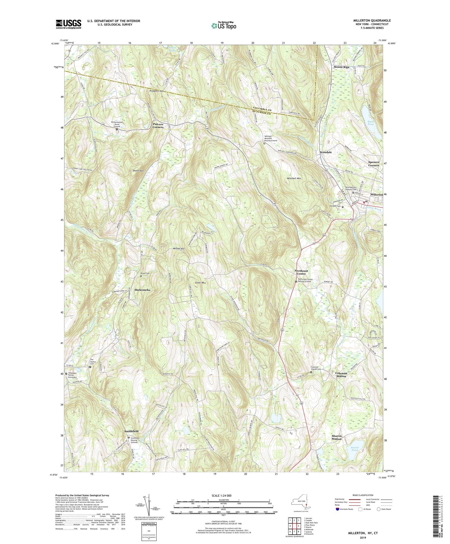 Millerton New York US Topo Map Image