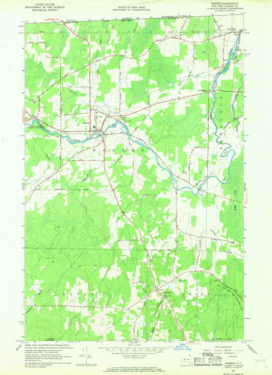 Classic USGS Mooers New York 7.5'x7.5' Topo Map Image