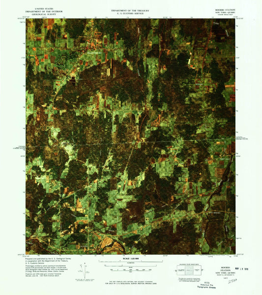 Classic USGS Mooers Station New York 7.5'x7.5' Topo Map Image