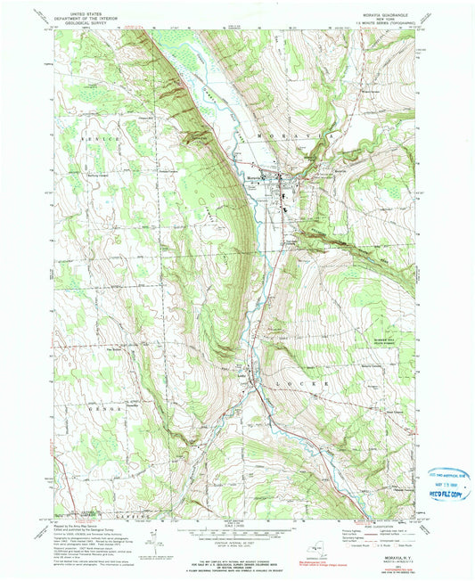 Classic USGS Moravia New York 7.5'x7.5' Topo Map Image