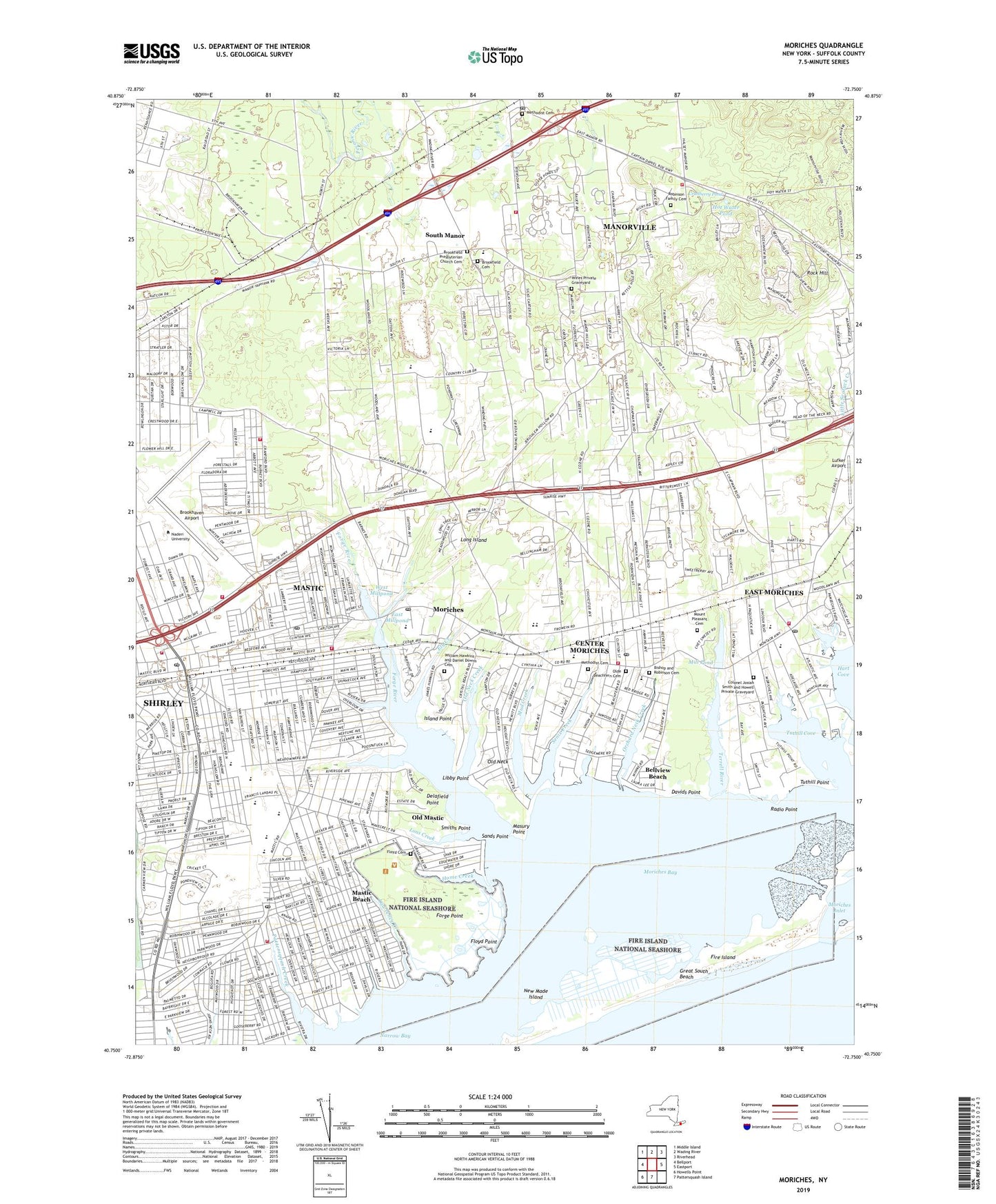 Moriches New York US Topo Map Image