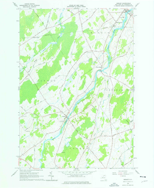Classic USGS Morley New York 7.5'x7.5' Topo Map Image