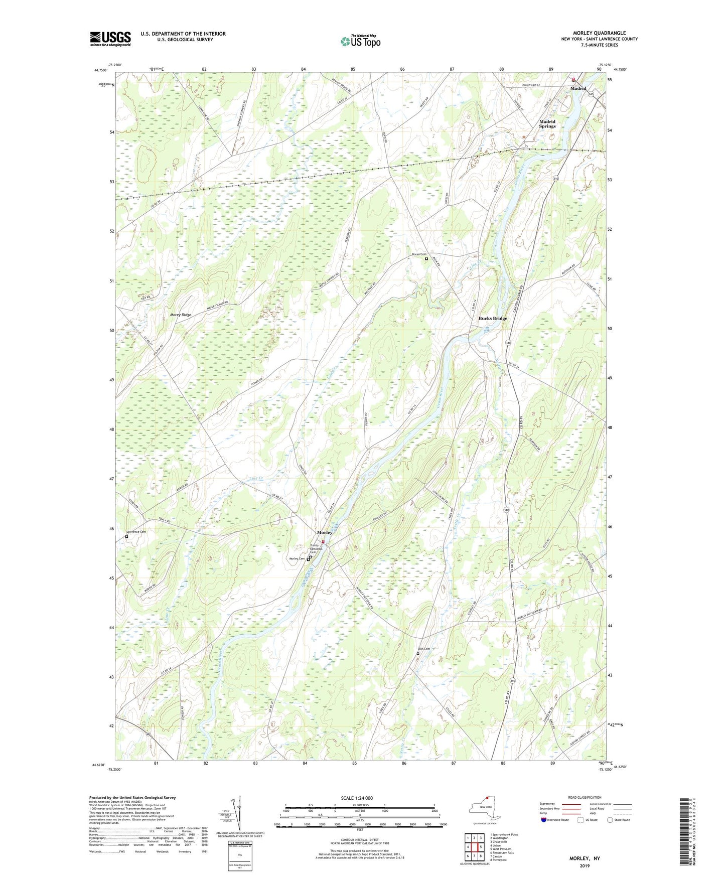 Morley New York US Topo Map Image