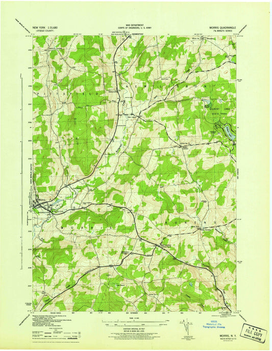 Classic USGS Morris New York 7.5'x7.5' Topo Map Image