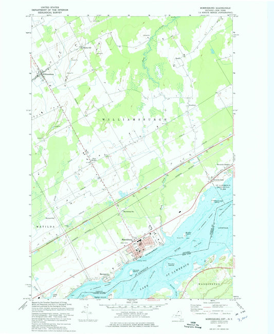 Classic USGS Morrisburg Ontario 7.5'x7.5' Topo Map Image