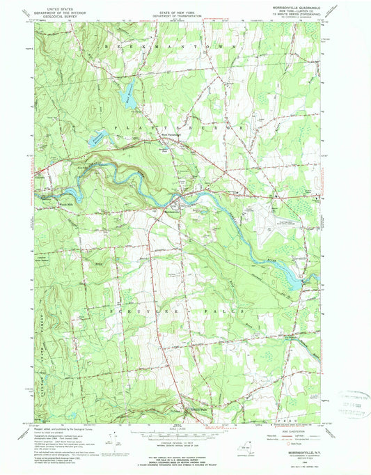 Classic USGS Morrisonville New York 7.5'x7.5' Topo Map Image