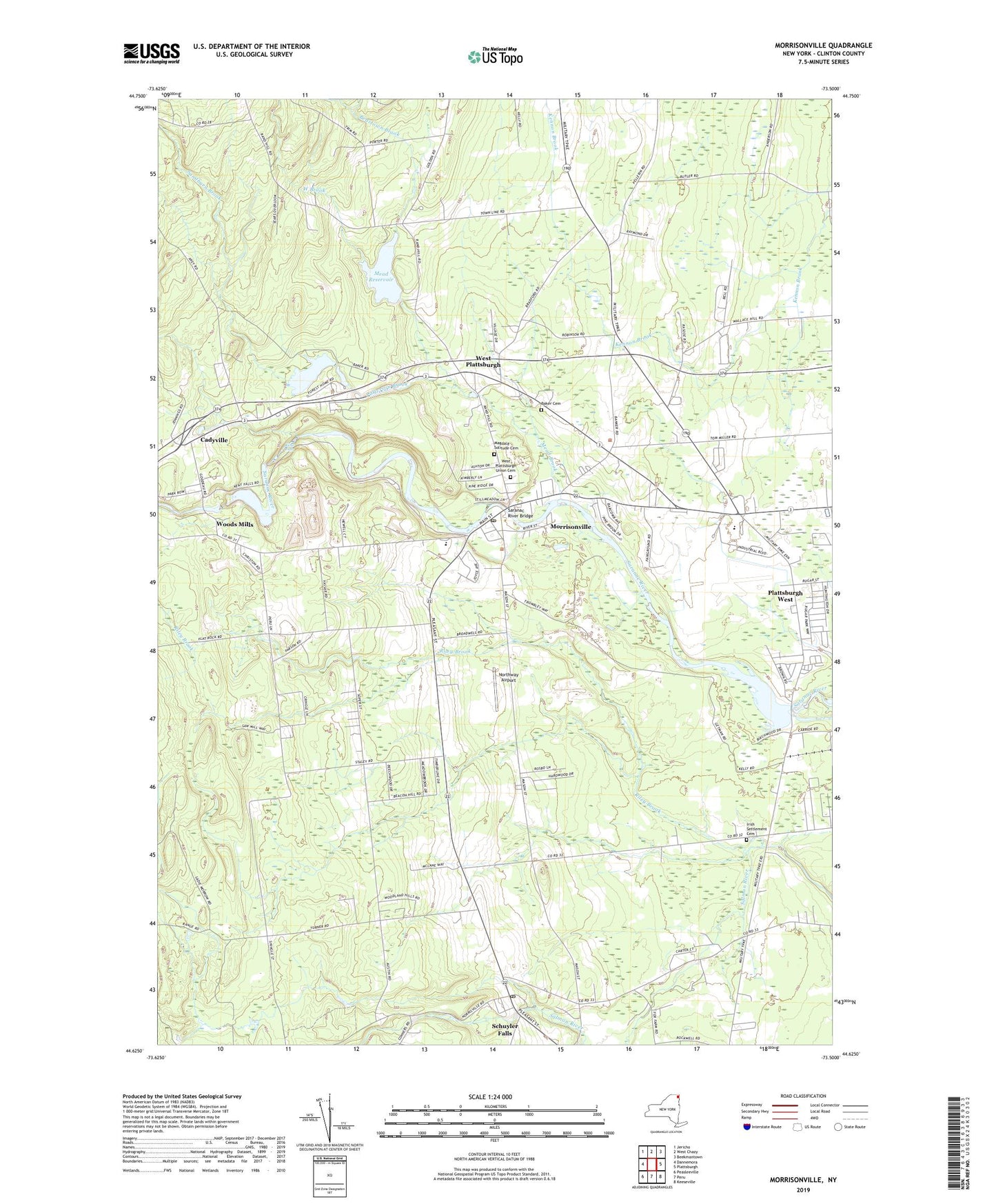 Morrisonville New York US Topo Map Image