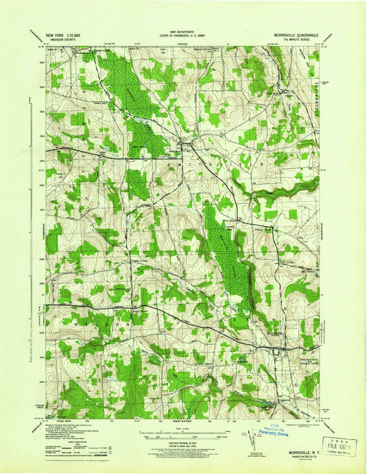Classic USGS Morrisville New York 7.5'x7.5' Topo Map Image
