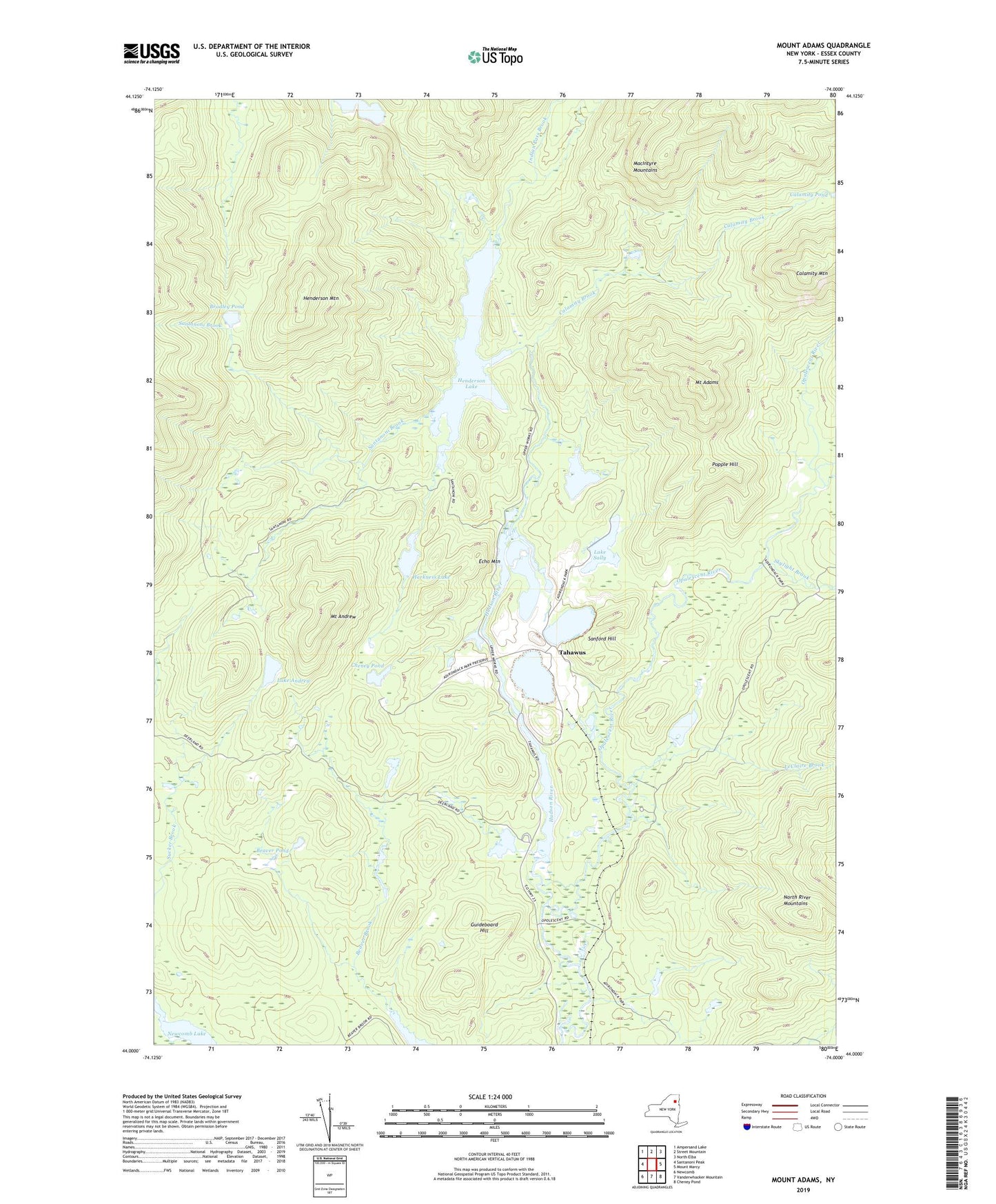 Mount Adams New York US Topo Map Image