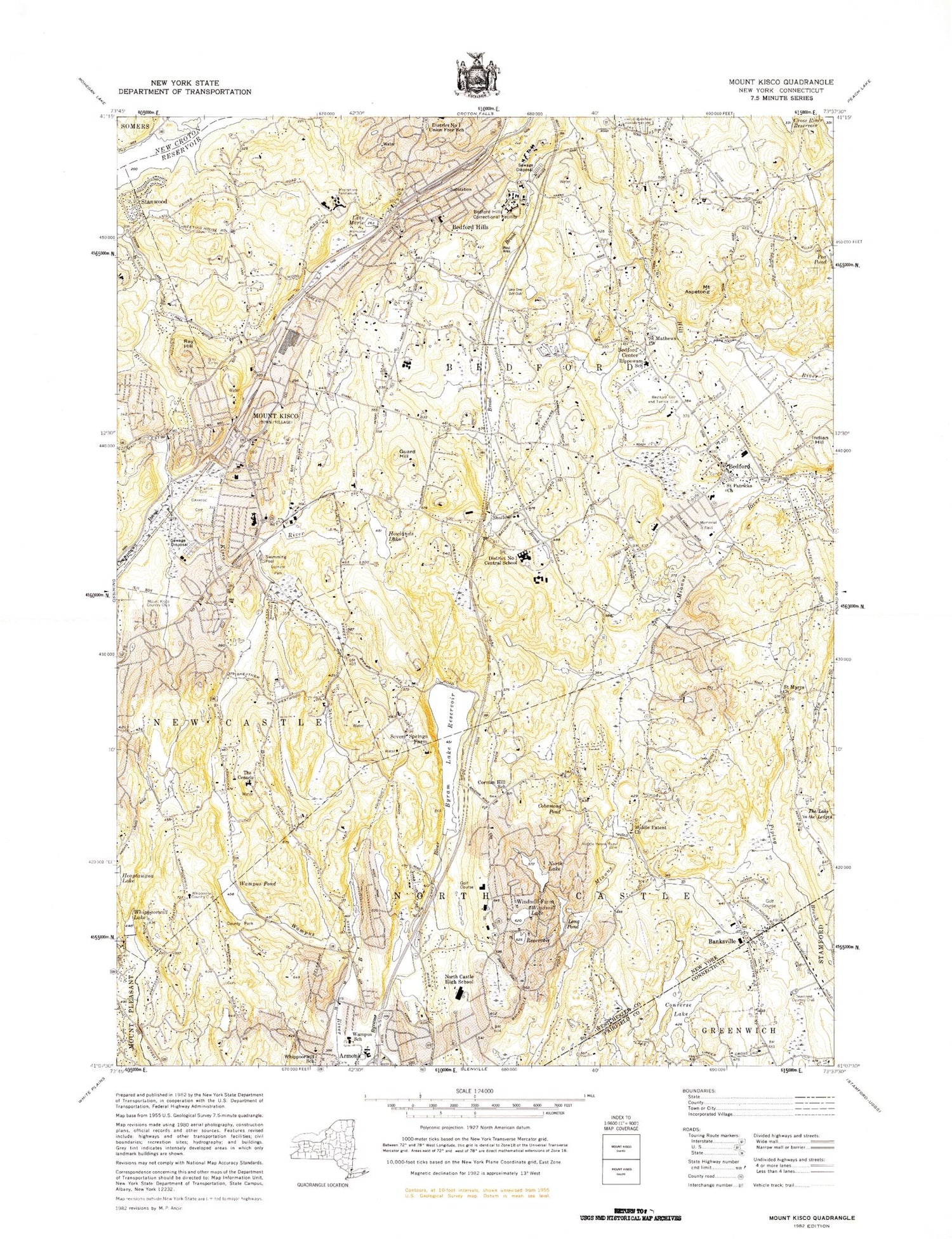 Classic USGS Mount Kisco New York 7.5'x7.5' Topo Map Image