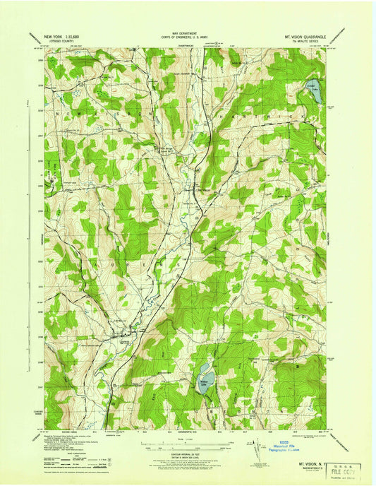 Classic USGS Mount Vision New York 7.5'x7.5' Topo Map Image