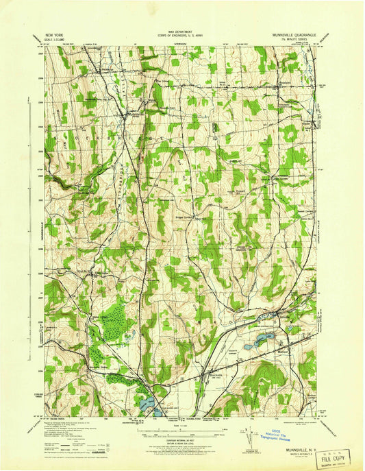 Classic USGS Munnsville New York 7.5'x7.5' Topo Map Image