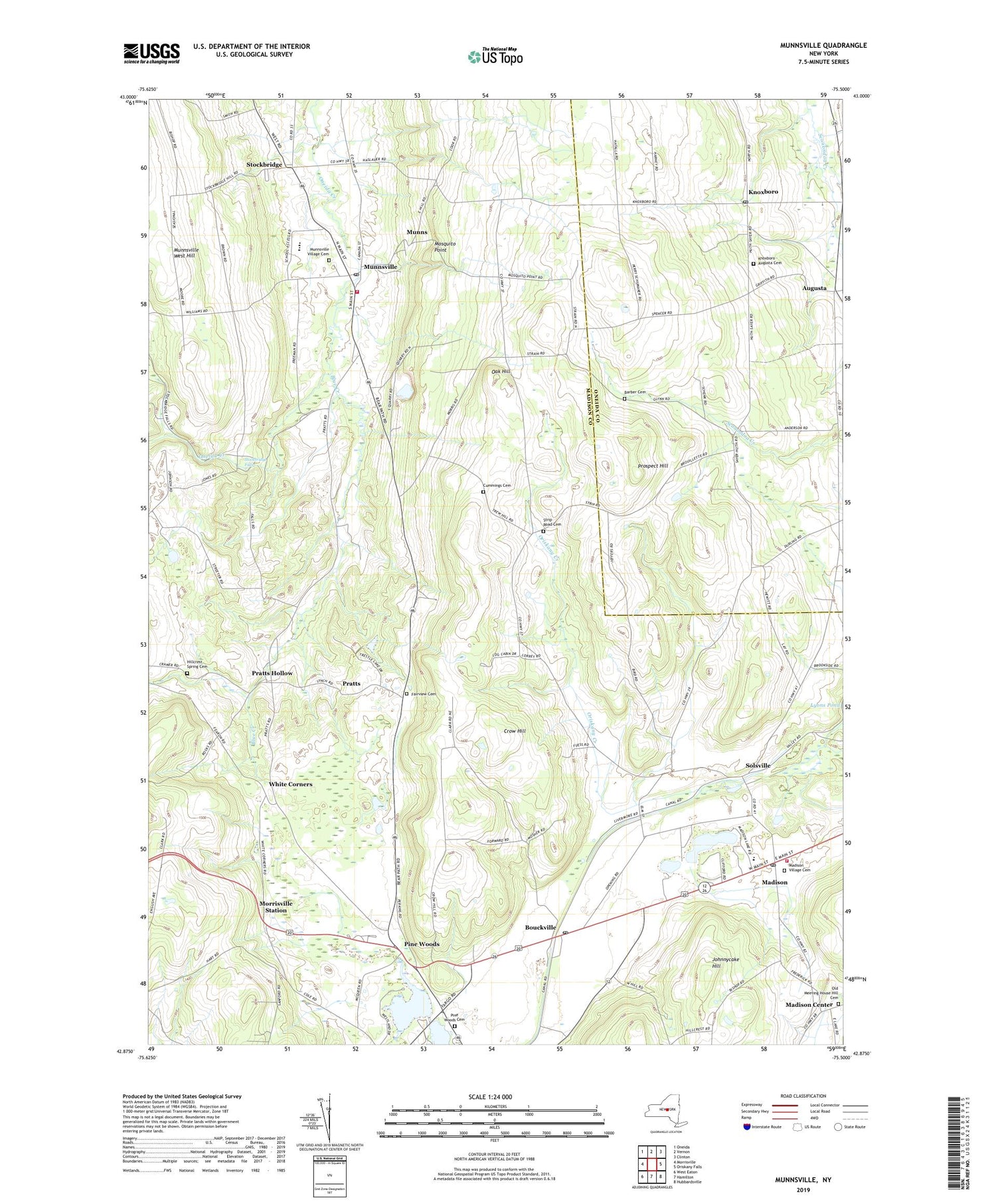 Munnsville New York US Topo Map Image
