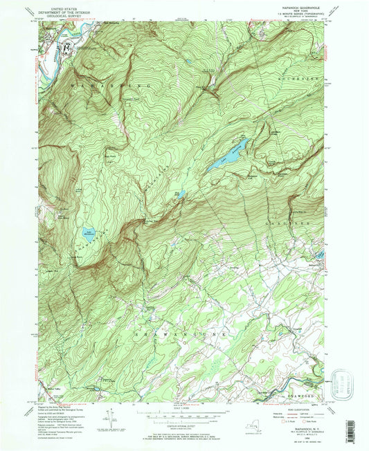 Classic USGS Napanoch New York 7.5'x7.5' Topo Map Image