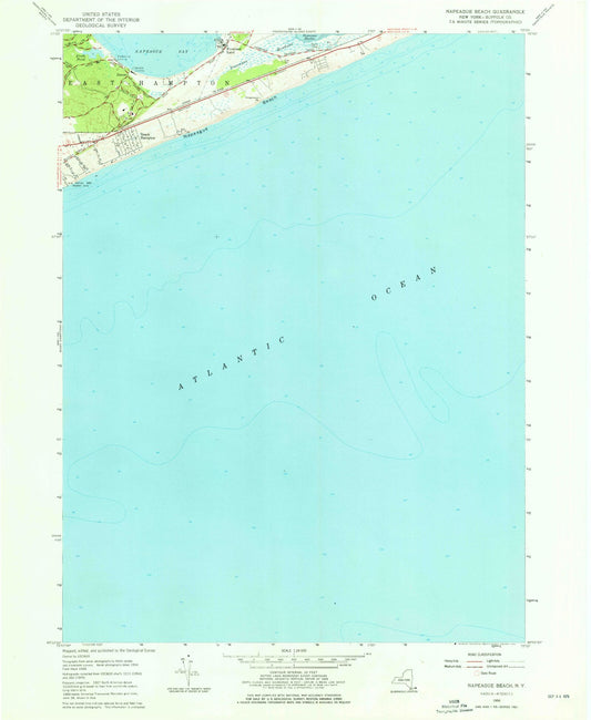 Classic USGS Napeague Beach New York 7.5'x7.5' Topo Map Image