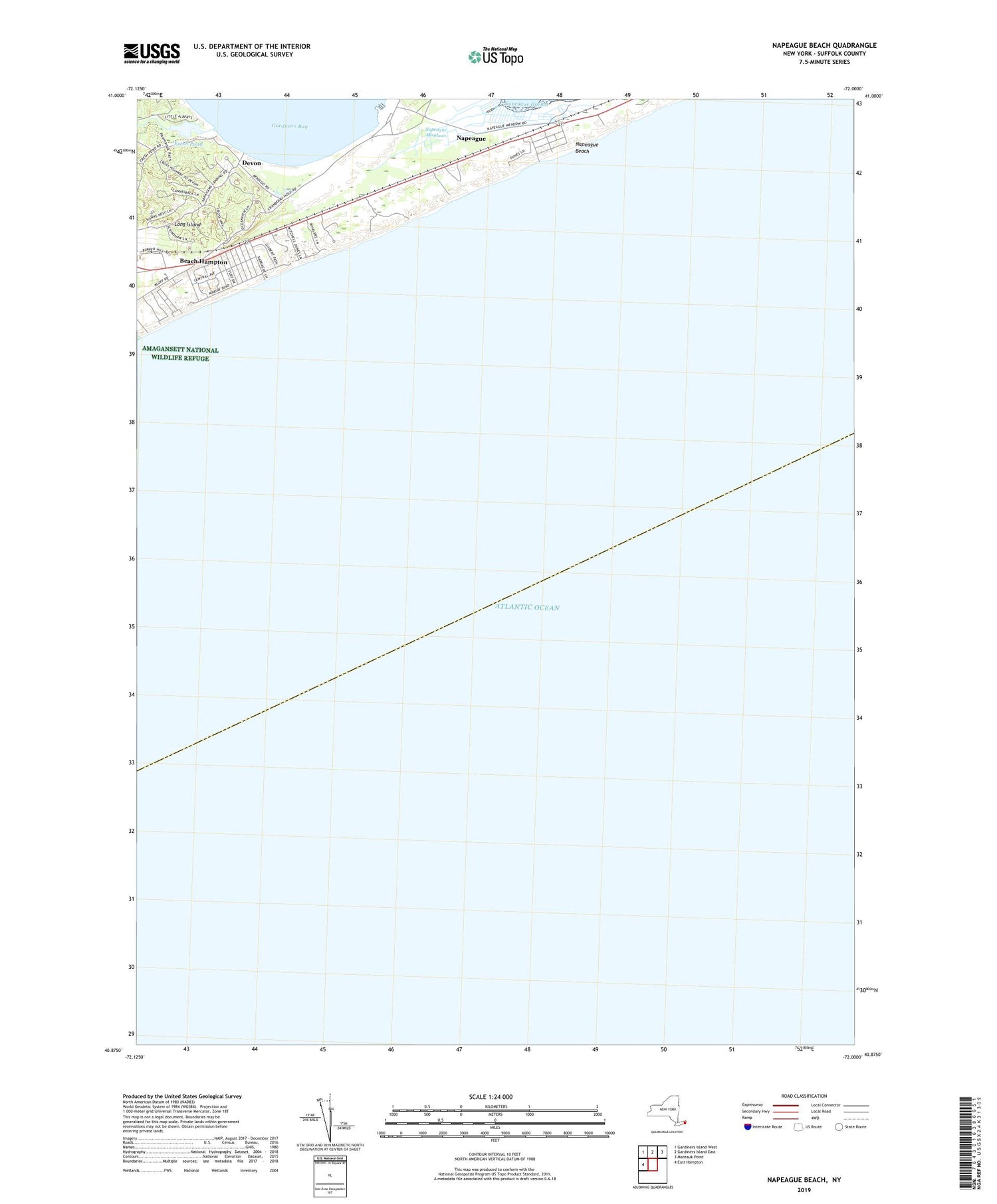 Napeague Beach New York US Topo Map Image