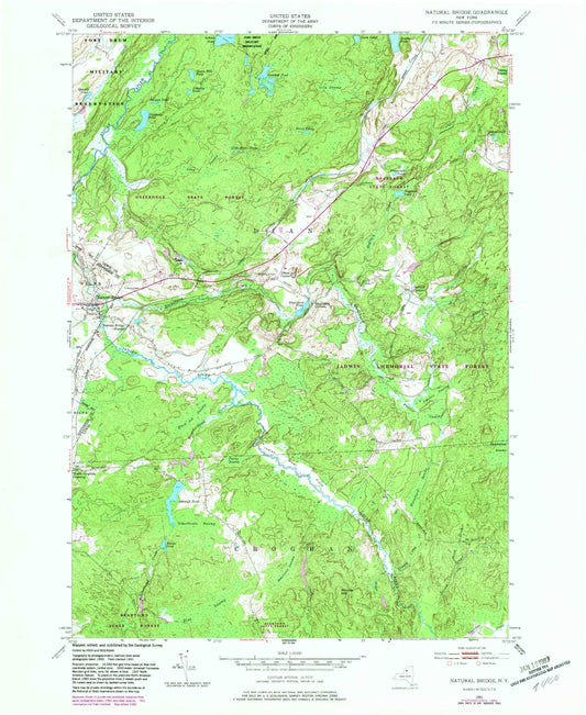Classic USGS Natural Bridge New York 7.5'x7.5' Topo Map Image