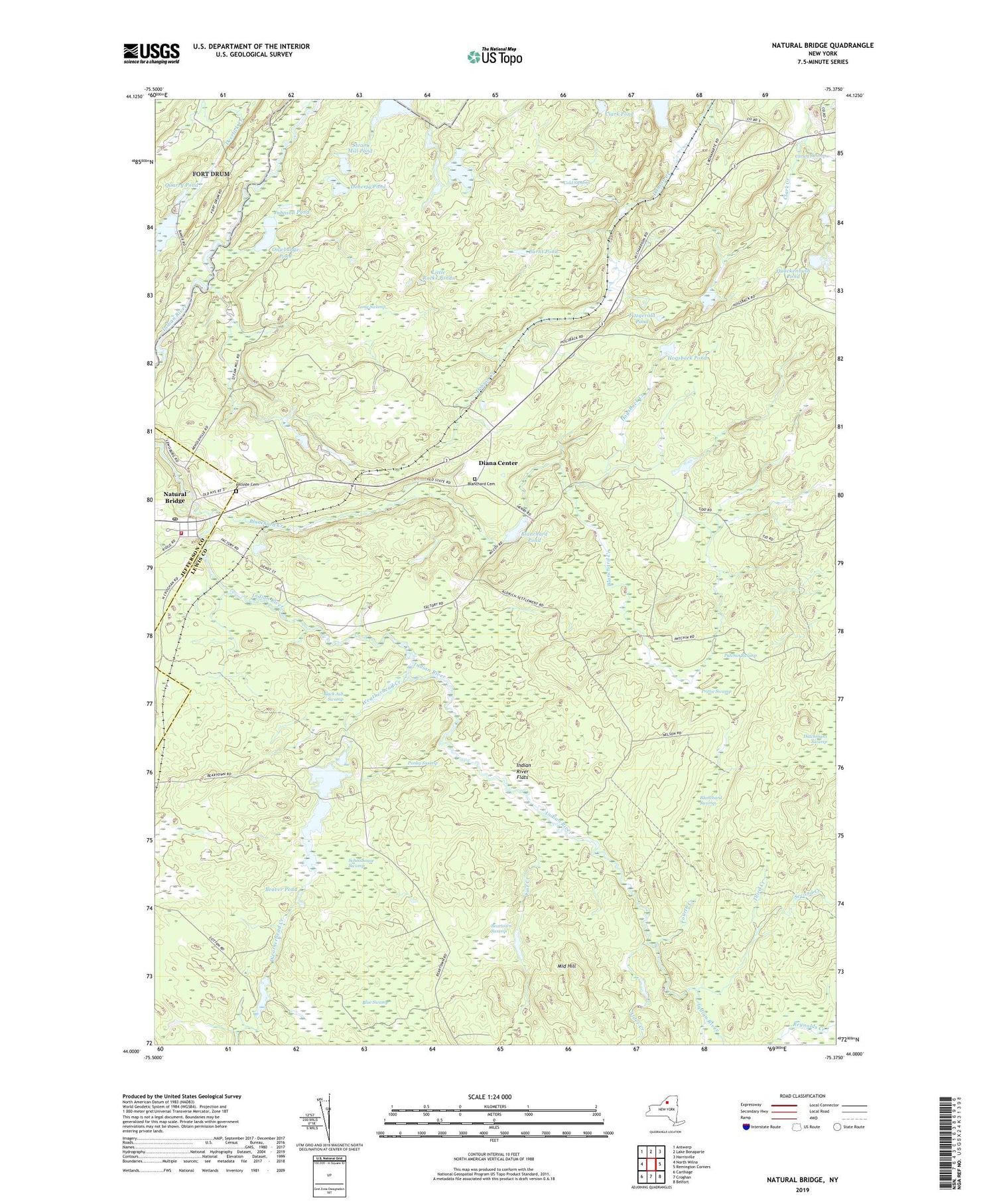 Natural Bridge New York US Topo Map Image