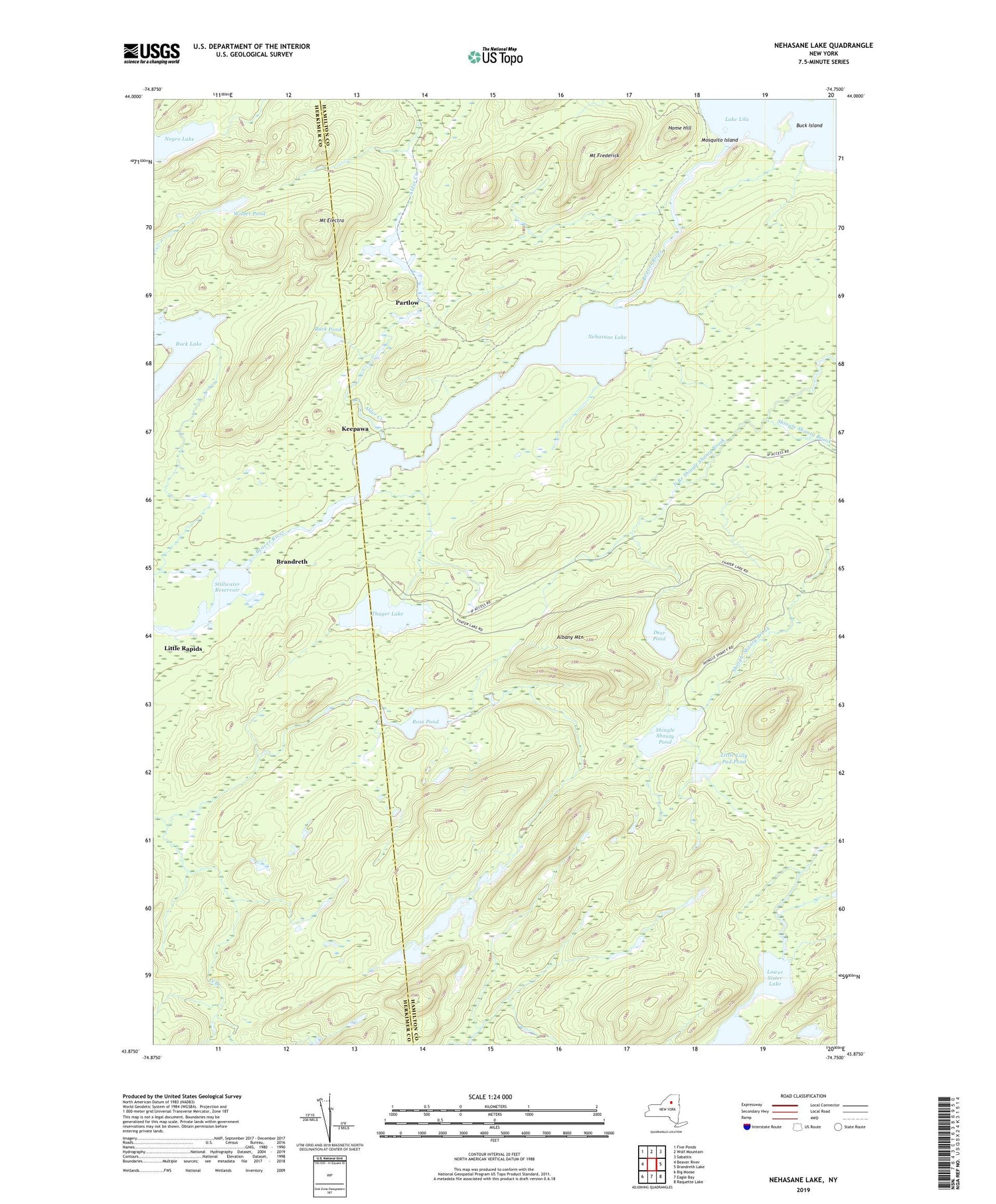 Nehasane Lake New York US Topo Map Image