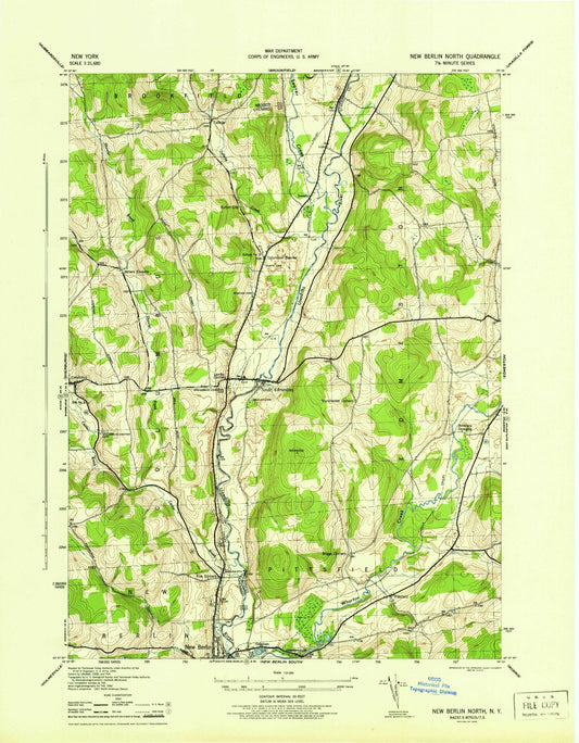 Classic USGS New Berlin North New York 7.5'x7.5' Topo Map Image