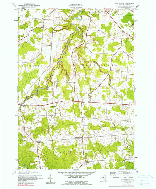 Classic USGS New Boston New York 7.5'x7.5' Topo Map Image