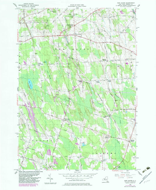 Classic USGS New Haven New York 7.5'x7.5' Topo Map Image