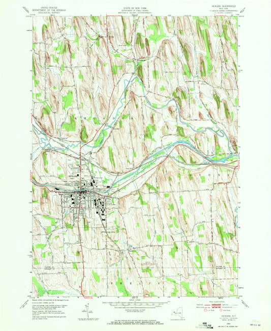 Classic USGS Newark New York 7.5'x7.5' Topo Map Image