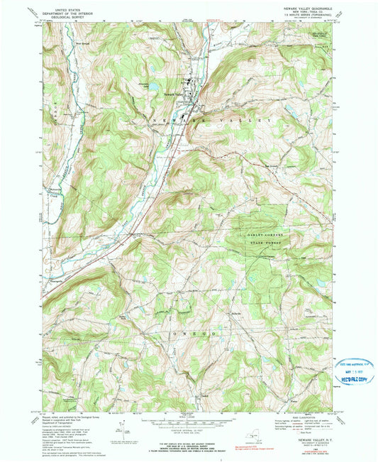 Classic USGS Newark Valley New York 7.5'x7.5' Topo Map Image