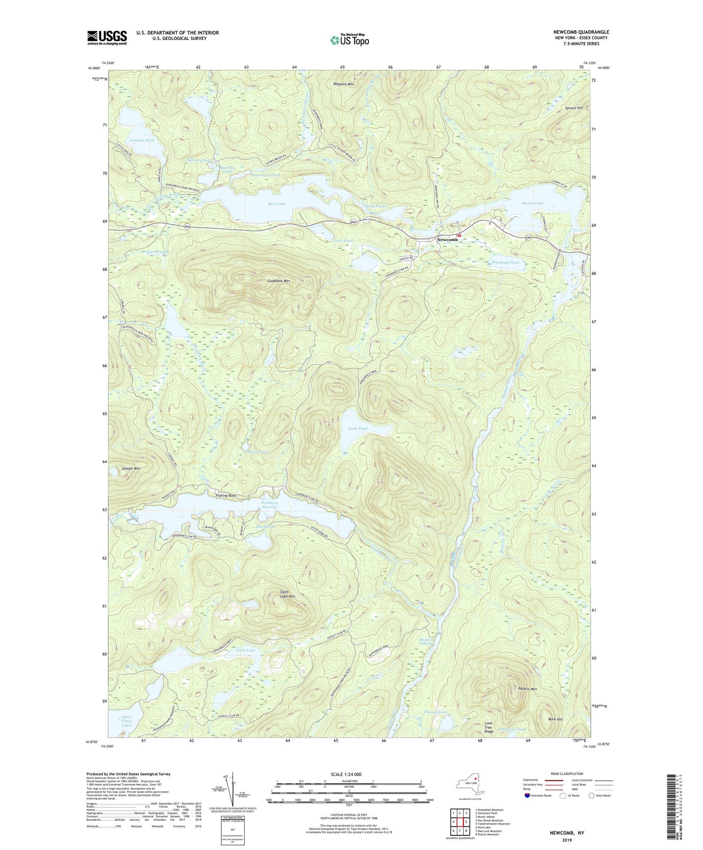 Newcomb New York US Topo Map Image