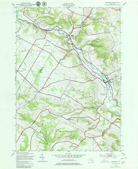 Classic USGS Newport New York 7.5'x7.5' Topo Map Image