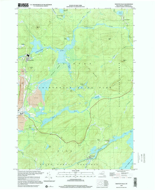 Classic USGS Newton Falls New York 7.5'x7.5' Topo Map Image