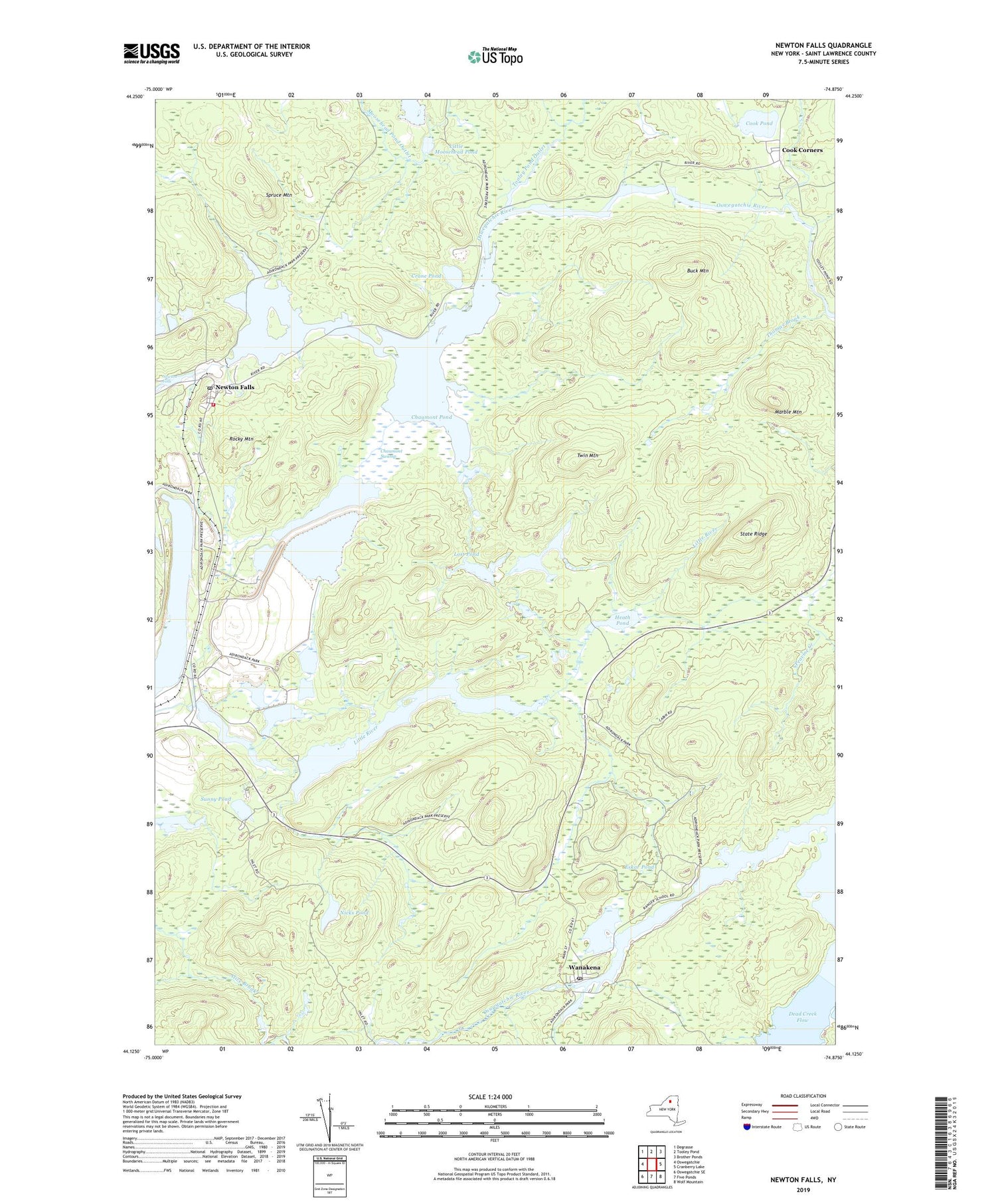 Newton Falls New York US Topo Map Image