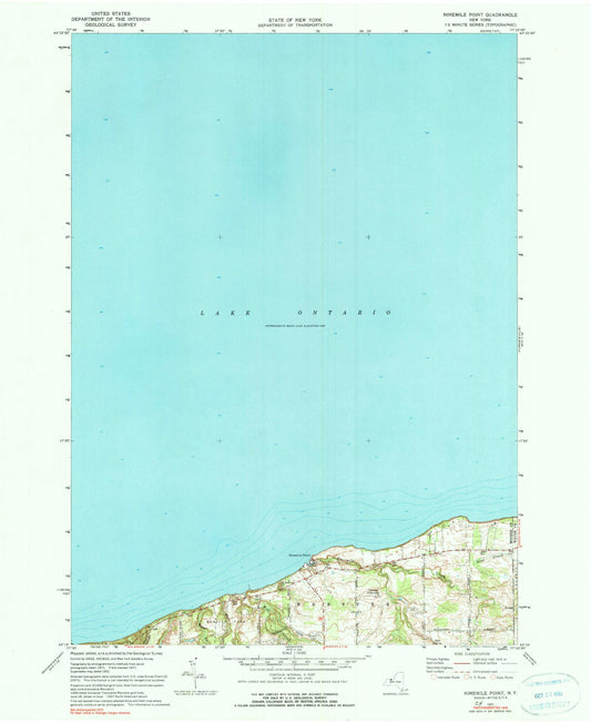Classic USGS Ninemile Point New York 7.5'x7.5' Topo Map Image