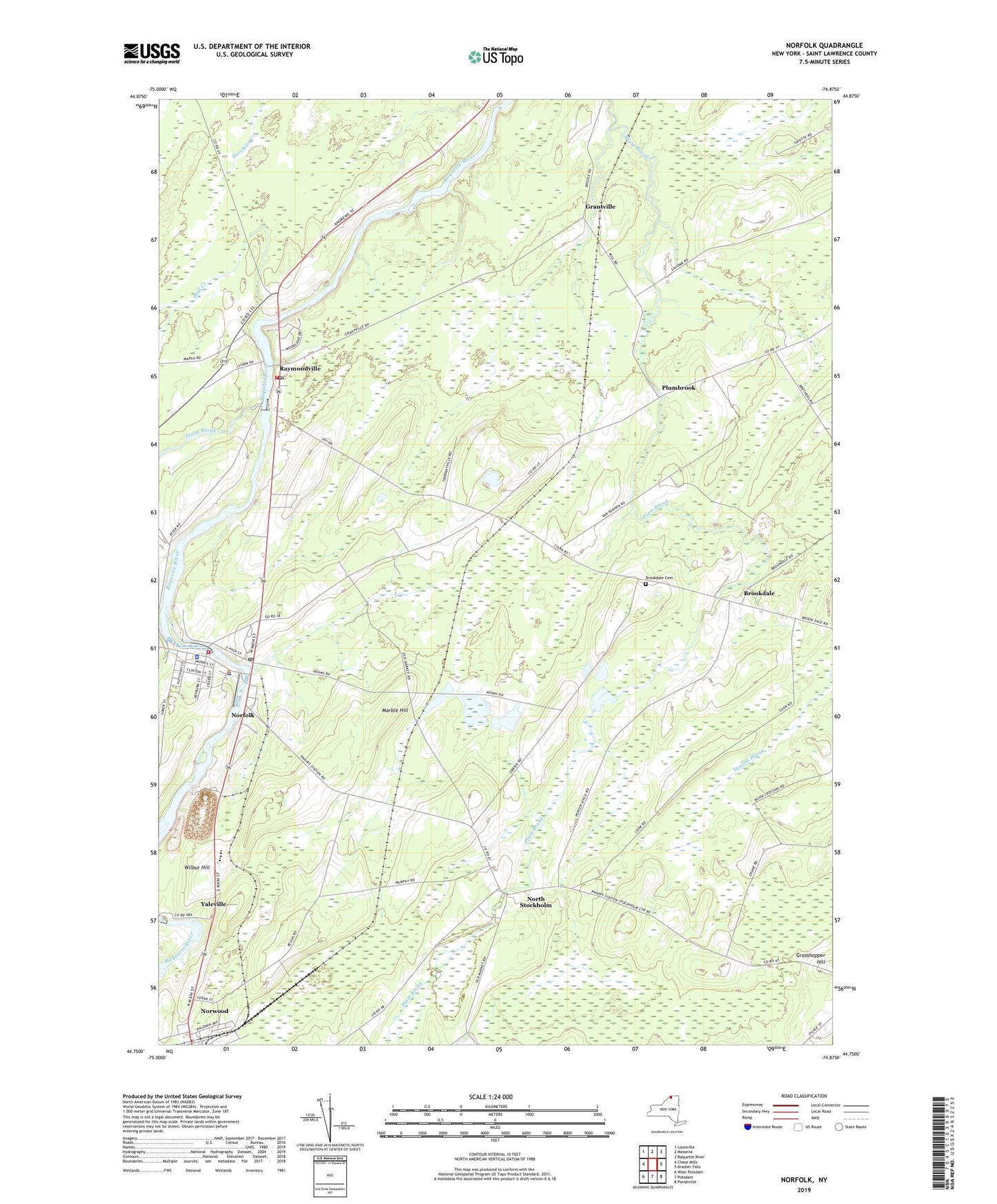 Norfolk New York US Topo Map Image