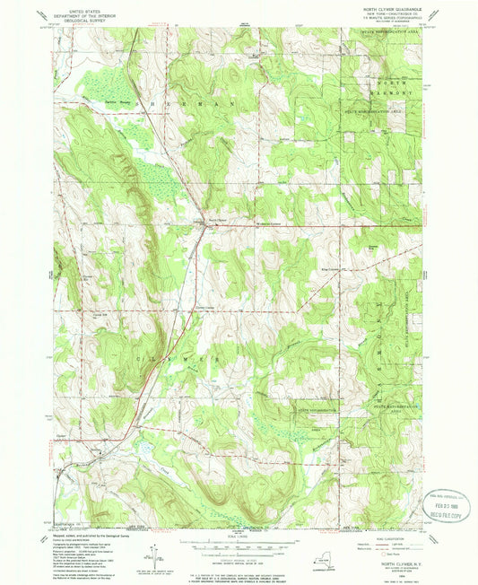 Classic USGS North Clymer New York 7.5'x7.5' Topo Map Image