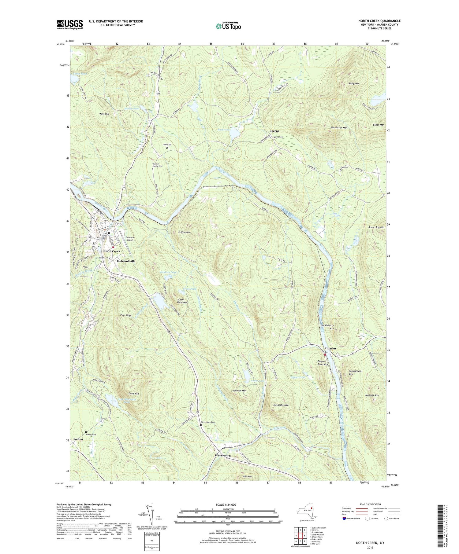 North Creek New York US Topo Map Image